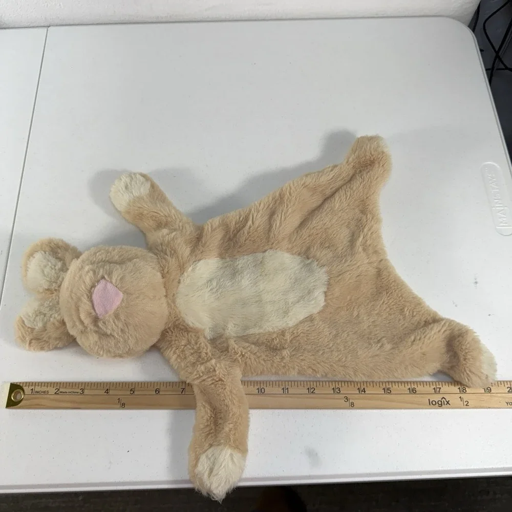 Kellytoy Luxe Bunny Rabbit Plush Security Blanket Tan Lovey Crinkle Easter Plush
